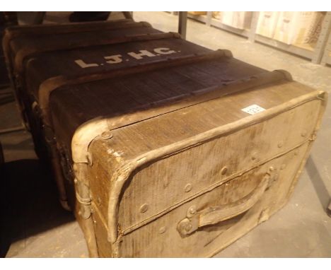 Bentwood travel trunk with brass fittings. Not available for in-house P&amp;P, contact Paul O'Hea at Mailboxes on 01925 65913