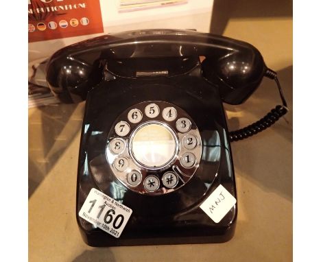 Black, GPO746 Retro push button telephone replica of the 1970s classic, compatible with modern telephone banking and any stan