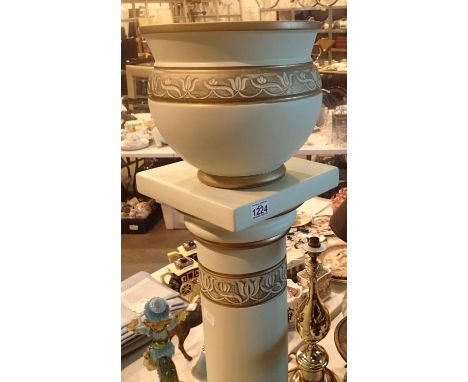 Large ceramic jardiniere and pedestal, H: 100 cm. Not available for in-house P&amp;P, contact Paul O'Hea at Mailboxes on 0192