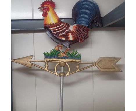 Painted metal cockerel weather vane. Not available for in-house P&amp;P, contact Paul O'Hea at Mailboxes on 01925 659133 