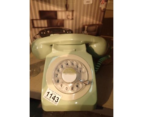 Mint green, GPO746 Retro rotary telephone replica of the 1970s classic, compatible with modern telephone banking and any stan