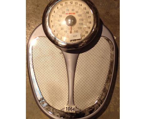 Large stainless steel set of EKS bathroom scales. Not available for in-house P&amp;P, contact Paul O'Hea at Mailboxes on 0192