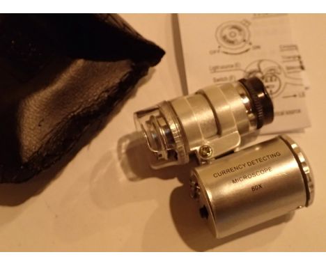 Leatherette cased 60x jewellery detaching loupe with LED. P&amp;P Group 1 (£14+VAT for the first lot and £1+VAT for subsequen