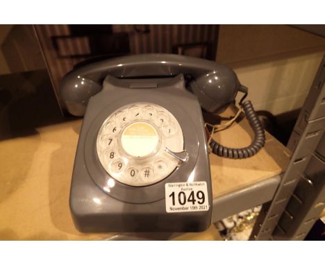 Grey, GPO746 Retro rotary telephone replica of the 1970s classic, compatible with modern telephone banking and any standard a
