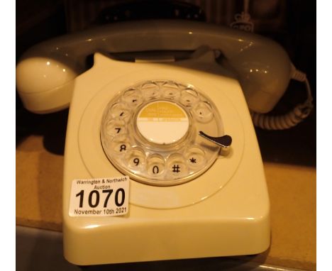 Ivory, GPO746 Retro rotary telephone replica of the 1970s classic, compatible with modern telephone banking and any standard 