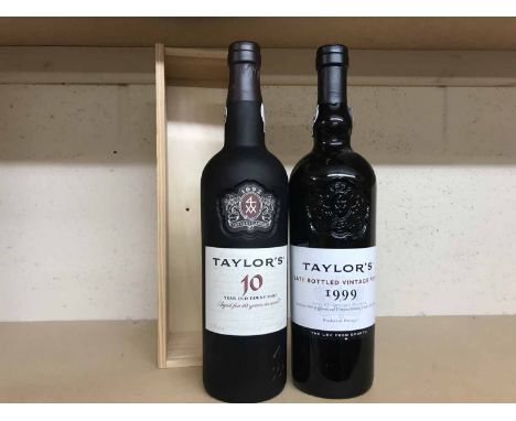TAYLORS 10 YEAR OLD TAWNY
Oporto, Portugal.
Bottled in 2004. 75cl, 20% volume, in wooden box.
TAYLORS 1999 LATE BOTTLED VINTA