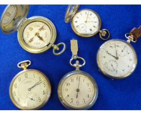 A hallmarked silver cased Hunter Fob Watch, white enamel dial signed JW Benson, London, together with one other Fob Watch, a 