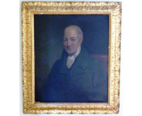 A large gilt framed Oil on Canvas half length Portrait Study of the younger son of Allen Everitt, "Edward Everitt" Approx. 10
