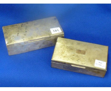 Two hallmarked silver Cigarette Boxes, weighted and with cedar wood interiors, the widest 18cm wide CONDITION REPORT: The sli