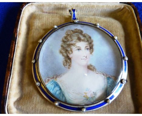 A fine two-sided Miniature, the obverse depicting a quarter-length head and shoulders portrait of a late 18th century lady dr