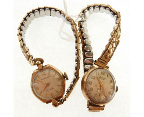 LADY'S ROTARY 9CT GOLD CASED WRIST WATCH, 15 jewel movement, AND A LADY'S ACCURIST 9CT GOLD WRIST WATCH, 21 jewel movement, o