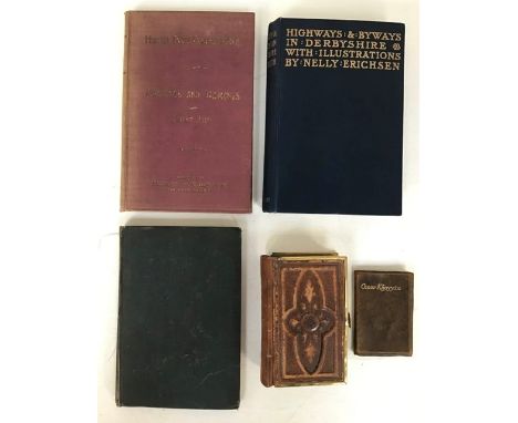A collection of books including Highways of Derbyshire, horse, dogs, birds, cattle manual, 1914 and Other Poems by Rupert Bro