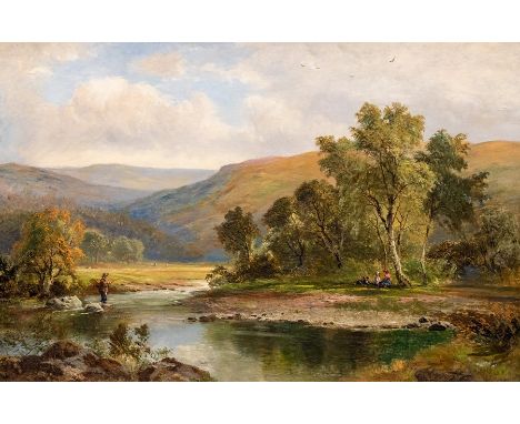 George Turner (British, 1843-1910), On the Dove, Derbyshire, signed l.r., titled verso, oil on canvas, 50 by 75cm, gilt frame