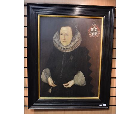  British School (20th Century school in a 17th Century style)Portrait of a Lady, 3/4 seated wearing ruff, black dress and bla