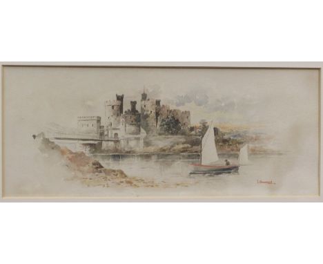 J. Douworth, Conway Castle and a Seascape, a pair of watercolours, signed&nbsp;