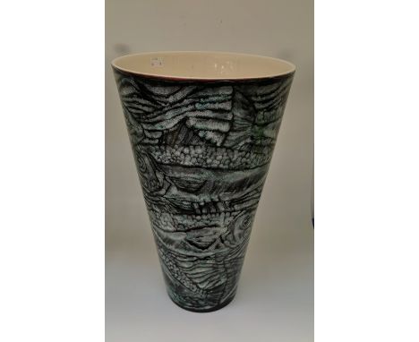 Studio large fish vase by Tony Morris. Part of a series of fish designs. Height approx 45cm. TM monogram, H21 and Poole Studi