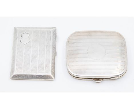 Two various engine turned silver cigarette cases, gilt interiors,&nbsp; 1 x J Gloster &amp; Sons, Birmingham, 1924, the other