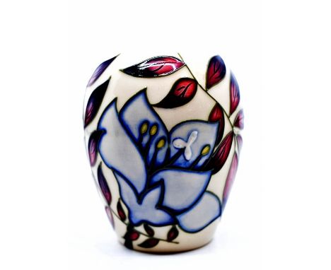 Moorcroft Pottery: A Moorcroft 'Jacobs Ladder' pattern vase designed by Alicia Amison. Height approx 9.5cm. Impressed Moorcro