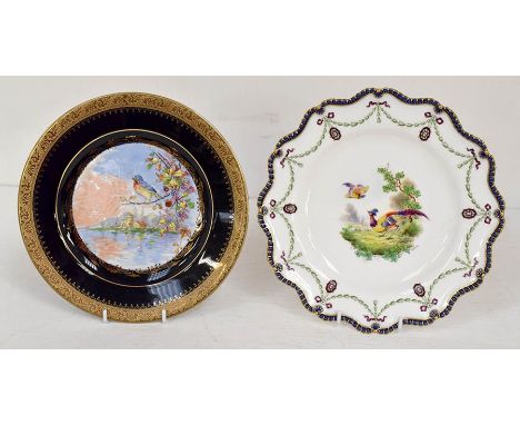 Royal Worcester hand painted plate by Johnson along with Limoges transfer and hand painted plate