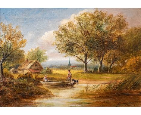 George Turner (British, 1843-1910), A Quiet Pool near Barrow, signed l.r., titled verso, oil on canvas, 25 by 34cm, gilt fram
