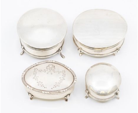 A collection of four various early 20th Century silver ring boxes and covers, various dates and makers (4) Condition: small c