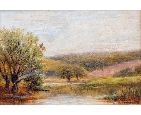 George Turner (British, 1843-1910), The Trent, Barrow, signed l.l., titled verso, oil on board, 8 by 12cm, gilt frame C R: No
