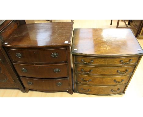 An early 20th Century mahogany bow fronted chest, fitted with three drawers, 71cm high, 60cm wide, 46cm deep, plus a further 