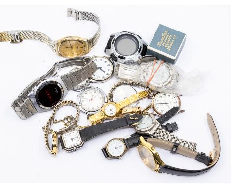 A mixed collection of wristwatches including ladies and gents, including brands Timex and pulsar, along with a ring watch and