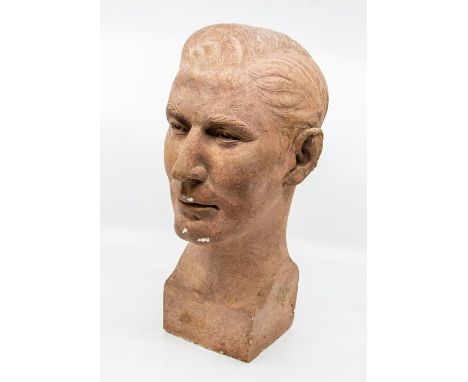 A painted plaster portrait bust of Sir John Harvey-Jones CHECK Provenance: from the Estate of the late Sir John and Lady Harv