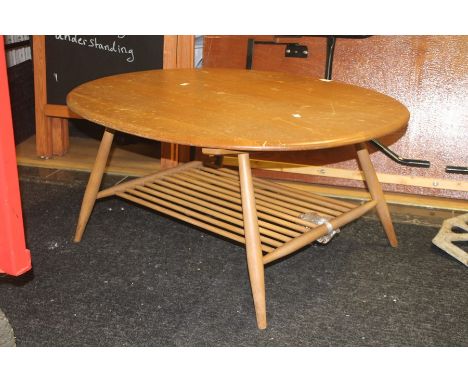 An Ercol style light elm and beech coffee table AF