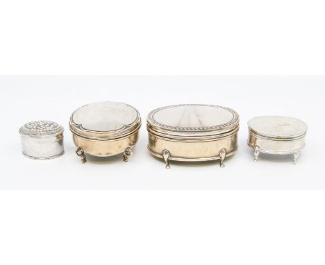 A collection of three various sterling silver ring boxes, 2 large, with fitted interiors, various dates and makers together w