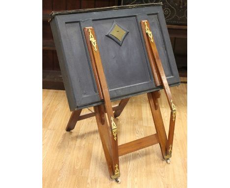 A 19th Century mahogany easel/folio stand, brass mounts*** Provenance: from the Estate of the late Sir John and Lady Harvey J