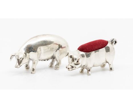 A modern silver 925 model of a Pig (sow), stamped to base and Birmingham hallmarks to side of body together with a 925 Pig pi