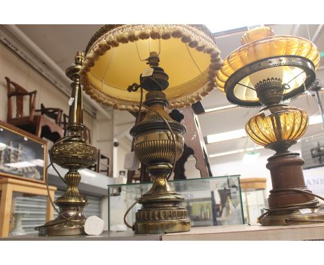 Three brass table lamps, circa late 20th Century (3)