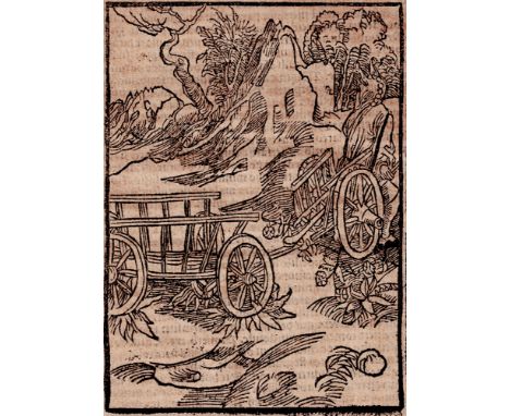Albrecht Dürer - Cart puller Fool -  the Road to Salvation - 1494  /  Description:  Original Dürer woodcut from 1494. De via 