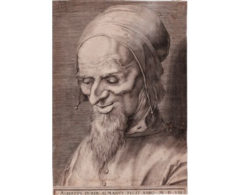 Aegidius Sadeler after Albrecht Dürer - Head of Apostle - 1598  /  Description:  Head of an apostle with a pointed beard and 