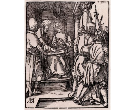 Albrecht Durer - Pilate washing his hands - C.1509  /  Description:  Meder 145 (d). Woodcut from the Small Passion by Dürer. 