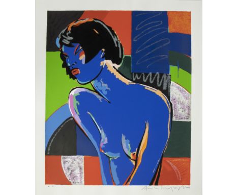 André SCHUYLENBERGH VAN (1952) Silkscreen Blue woman. Signed and numbered E.A. Zeefdruk Blue woman. Getekend en genummerd E.A