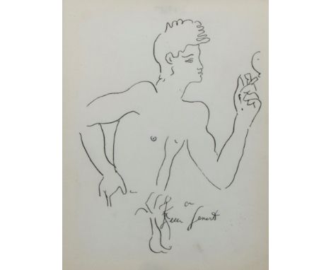 Jean COCTEAU (1889-1963) Lithograph Jean Genet. Lithografie Jean Genet. 27 x 20.5 cm