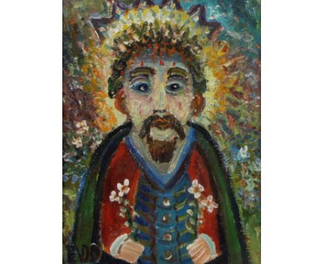Ernest VAN DEN DRIESSCHE (1894-1985) Oil on panel Saint, monogram. Olie op paneel Heilige, monogram. 23 x 17 cm