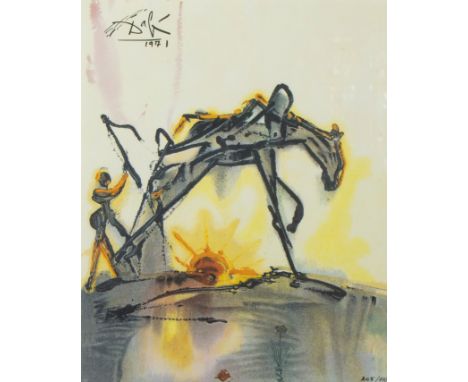 Salvador DALI (1904-1989) Chromography on ceramics The working horse (The Dalinian horses), signed and dated 1971. Chromograf