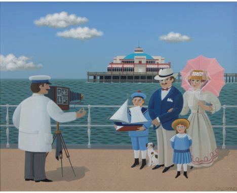 Jean-Pierre LORAND (1939) Oil on canvas Family portrait by the sea, signed. Olie op paneel Familieportret aan zee, gesigneerd