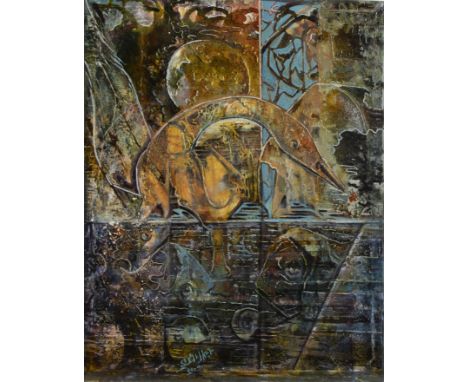 Sybille M. Oil on canvas Composition, signed. Olie op doek Compositie, gesigneerd. 70 x 54.5 cm