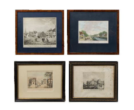 Lot of old 18th century engravings Ghent Surroundings Castle of the Counts 1789, view of Mariakerke, the Kortrijk gate and Me