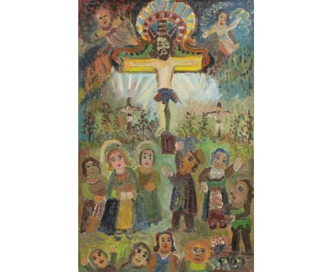 Ernest VAN DEN DRIESSCHE (1894-1985) Oil on panel Crucufixtion, monogram. Olie op paneel De kruisiging, monogram 50.5 x 32.5 