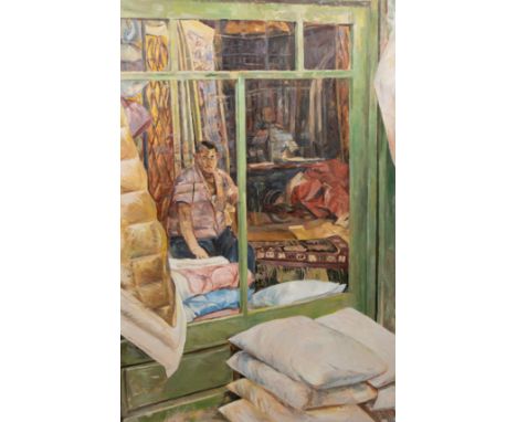 De Vuyst Lucas (Gent 1951) Oil on panel Behind the window