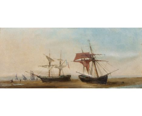 Albert JABONEAU (XIX-XX) Oil on panel Marine, signed. Olie op paneel Marine, gesigneerd 20 x 42 cm