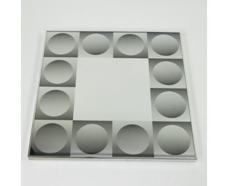 Vintage mirror with geometric motifs from the seventies Vintage spiegel met geometrische motieven uit de jaren '70 40 x 40 cm