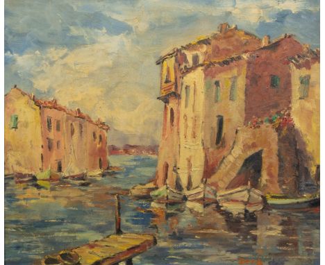 Miel DECA (1920-1980) Oil on panel Southern Port, signed. Olie op paneel Zuiderse haven, gesigneerd. 50 x 60 cm