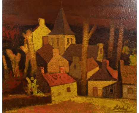 Maurice SCHELCK (1906-1987) Oil on panel Village, signed. Olie op paneel Dorpszicht, gesigneerd. 61 x 72 cm
